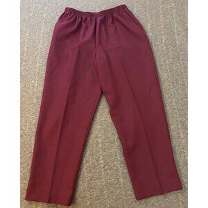 Alfred Dunner Womens Burgundy Elastic Waist Pull-On Pants Size 16 Purple Pockets